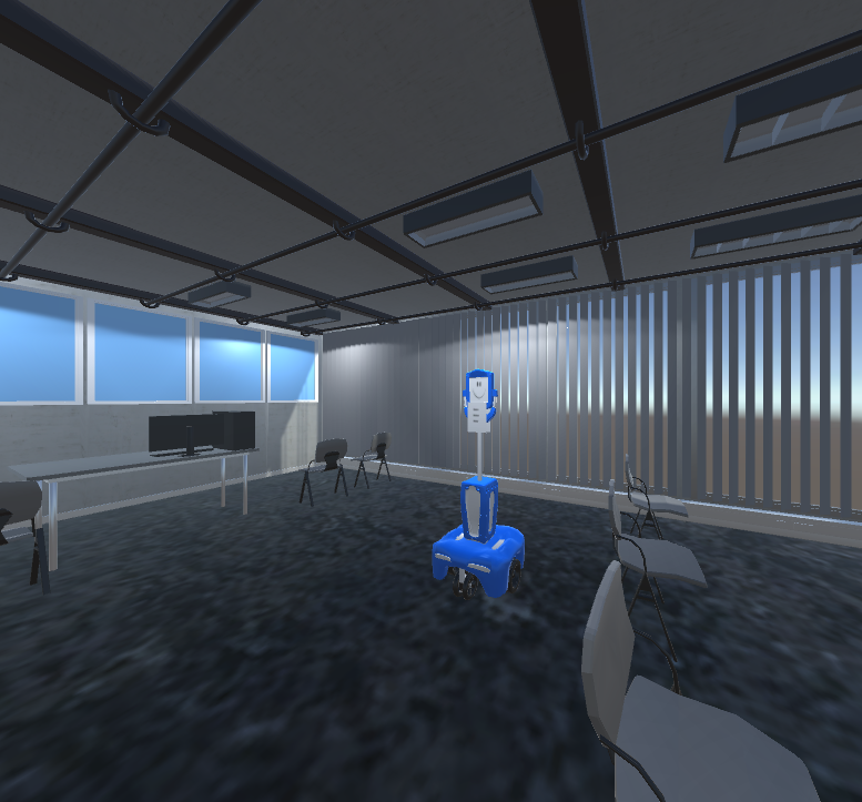 The 3D virtual representation of the experiment room.